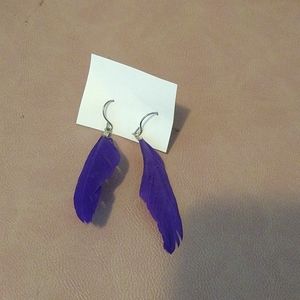 Purple Feather Earrings